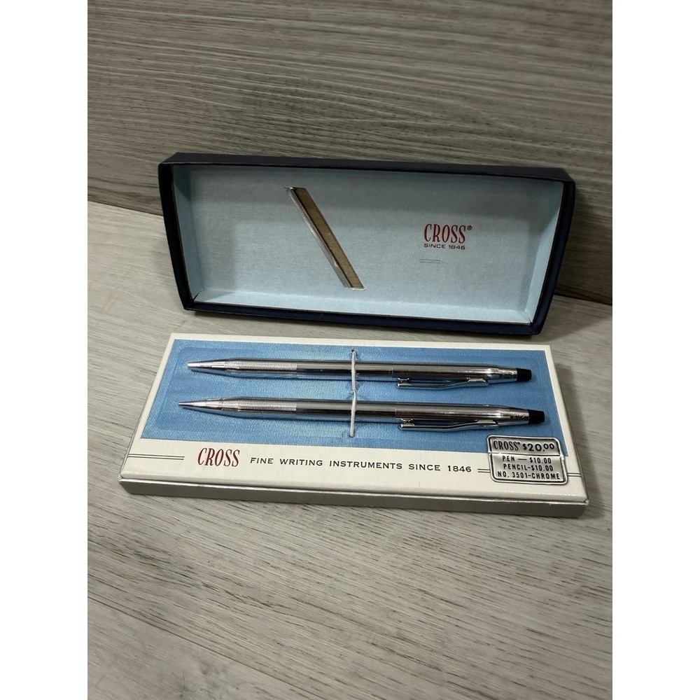 1987 Silver Cross USA Ballpoint Pen Pencil Set Original Box